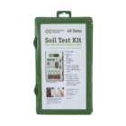 Soil test kit in a green box for testing pH, nitrogen, phosphorus, and potash, ensuring a healthy garden.