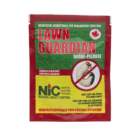 A red, green, and yellow plastic package of Lawn Guardian beneficial nematodes.
